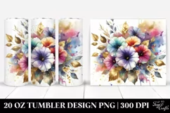 Colorful Abstract Bouquet with Gold Foil | 20 Oz Tumbler Product Image 1
