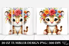 Cartoon-Style Tiger Flower Tumbler Product Image 1