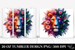 Vibrant Watercolor Lion Abstract 20 Oz Tumbler Product Image 1