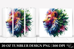 Vibrant Watercolor Lion Abstract 20 Oz Tumbler Product Image 1
