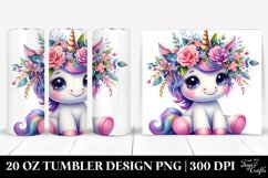 Cute Baby Unicorn Floral Tumbler Product Image 1