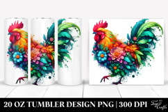 Vibrant Watercolor Chicken Abstract 20 Oz Tumbler Product Image 1