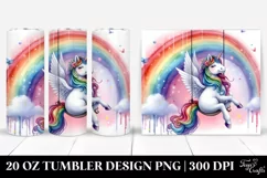 Colorful Unicorn Swinging from a Rainbow | 20 Oz Tumbler Product Image 1