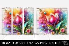 Tulip on Wooden Background | 20 Oz Tumbler Product Image 1