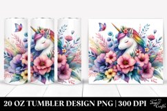 Colorful Unicorn with Flowers | 20 Oz Tumbler Product Image 1