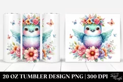 Cartoon Hummingbird Flower Crown Tumbler Product Image 1