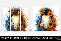 Abstract Penguin and Flowers Tumbler Product Image 1