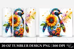 Abstract Penguin and Flowers Tumbler Product Image 1