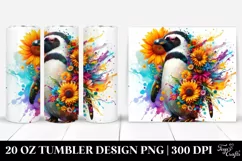Abstract Penguin and Flowers Tumbler Product Image 1