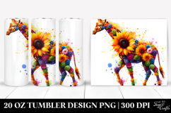 Abstract Watercolor Giraffe with Sunflower Body 20 Oz Product Image 1