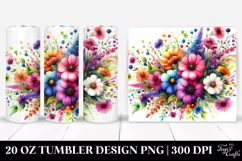 Colorfull Flowers Sublimation Tumbler Design | 20 oz Tumbler Product Image 1