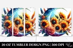 Vibrant Sunflower Half Moon Tumbler Design | 20 oz Tumbler Product Image 1