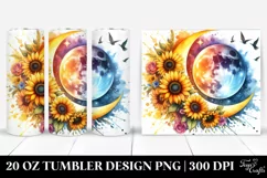 Vibrant Sunflower Half Moon Tumbler Design | 20 oz Tumbler Product Image 1