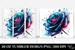 20 Oz Tumbler Sublimation | Glossy Watercolor Rose Product Image 1