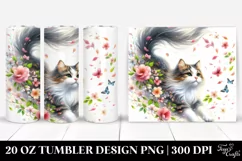 Watercolor Tumbling Cat | 20 Oz Tumbler Product Image 1