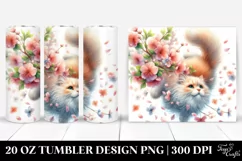 Watercolor Tumbling Cat | 20 Oz Tumbler Product Image 1