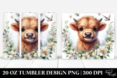 Cute Baby Highland Cow with Jasmine Floral Frame | 20 oz Product Image 1