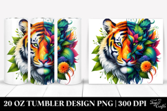 Vibrant Watercolor Tiger, Abstract 20 Oz Tumbler Product Image 1