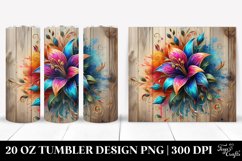 20 Oz Tumbler Sublimation | Colorful Lobelia on Wooden Product Image 1
