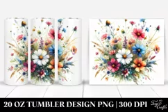 Colorful Wild Flowers Watercolor Image | 20 oz Tumbler Product Image 1