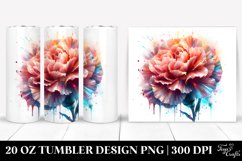 20 Oz Tumbler Sublimation | Shiny Carnation with Watercolor Product Image 1