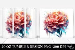 20 Oz Tumbler Sublimation | Shiny Carnation with Watercolor Product Image 1
