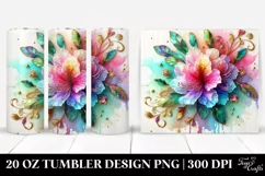 20 Oz Tumbler Sublimation | Colorful Rhododendron on Wooden Product Image 1
