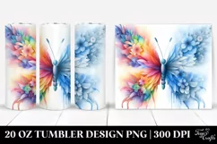Vibrant Ice Butterfly with Ice Flowers | 20 oz Tumbler Product Image 1