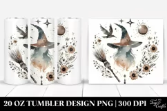 Witch Retro Watercolor Tumbler Design | 20 oz Tumbler Product Image 1