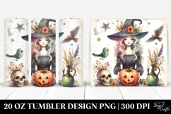 Witch Retro Watercolor Tumbler Design | 20 oz Tumbler Product Image 1