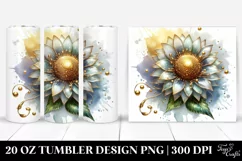 20 Oz Tumbler Sublimation | Shiny Sunflower with Metallic Product Image 1
