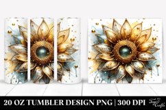 20 Oz Tumbler Sublimation | Shiny Sunflower with Golden Product Image 1