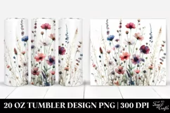 Centered Watercolor Wild Flowers | 20 Oz Tumbler Product Image 1