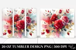 Colorful Watercolor Abstract with Red Roses PNG Product Image 1