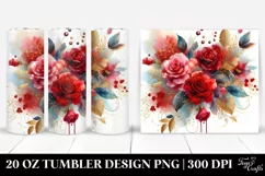 Colorful Watercolor Abstract with Red Roses PNG Product Image 1