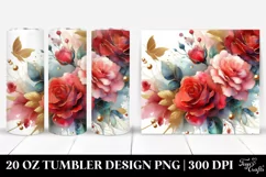 Colorful Watercolor Abstract with Red Roses PNG Product Image 1