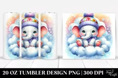 Retro Baby Elephant in Winter | 20 oz Tumbler Product Image 1