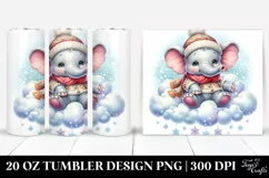 Retro Baby Elephant in Winter | 20 oz Tumbler Product Image 1