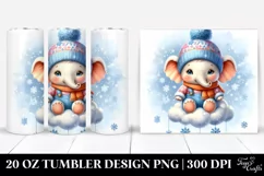 Retro Baby Elephant in Winter | 20 oz Tumbler Product Image 1