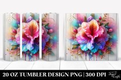 20 Oz Tumbler Sublimation | Colorful Rhododendron on Wooden Product Image 1