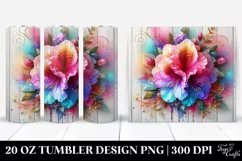 20 Oz Tumbler Sublimation | Colorful Rhododendron on Wooden Product Image 1