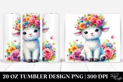 Vibrant Lamb with Flower Crown | 20 oz Tumbler Product Image 1