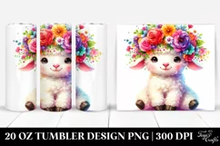 Vibrant Lamb with Flower Crown | 20 oz Tumbler Product Image 1