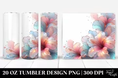 Abstract Shiny Hibiscus, Transparent 20 Oz Tumbler Product Image 1