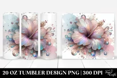 Abstract Shiny Hibiscus, Transparent 20 Oz Tumbler Product Image 1