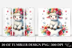 Cartoon Watercolor Lamb with Flower Crown, 20 Oz Tumbler Product Image 1