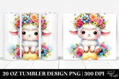 Watercolor Cute Lamb 20 Oz Tumbler Product Image 1