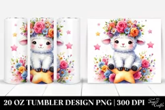 Cute Lamb Sitting on a Star, Transparent 20 Oz Tumbler Product Image 1