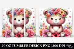 Cute Watercolor Bear with Flower Crown | 20 oz Tumbler Product Image 1