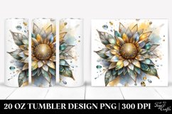 20 Oz Tumbler Sublimation | Shiny Sunflower with Golden Product Image 1